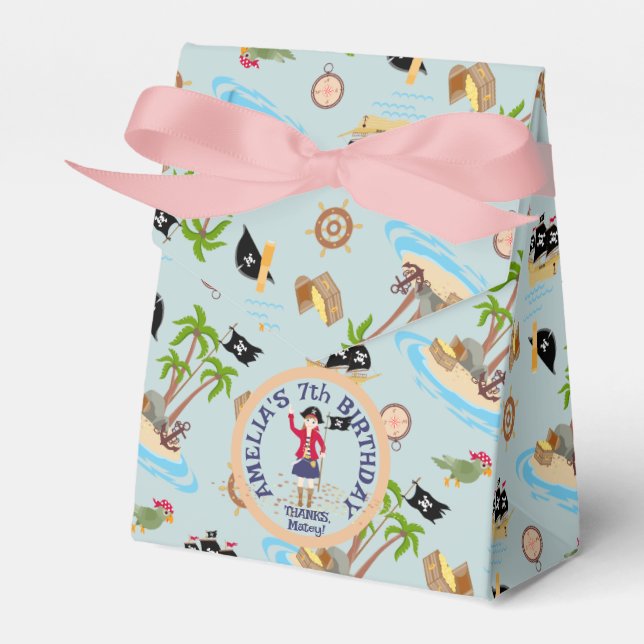 Captain of the Pirate Ship Birthday Party Favor Boxes (Front Side)