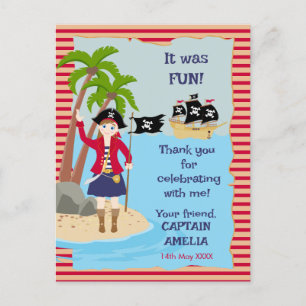 Captain of the Pirate Ship Birthday Party Invitation Postcard