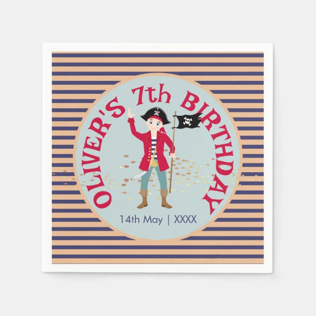 Captain of the Pirate Ship Birthday Party Napkins (Front)