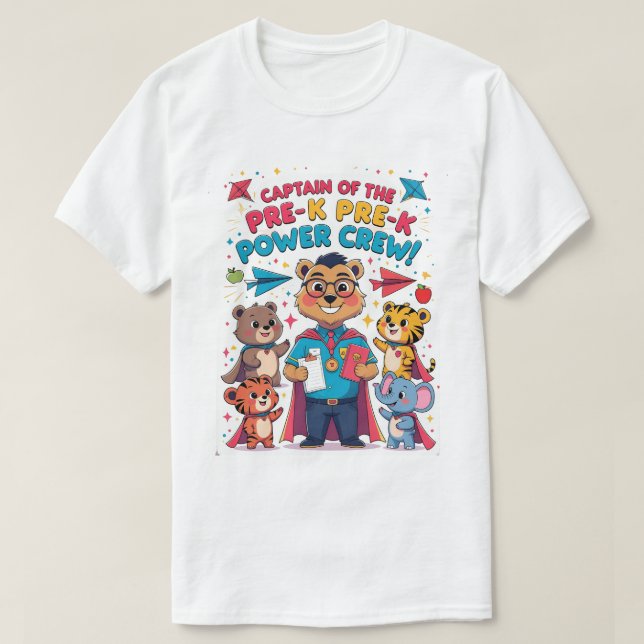 Captain of the Pre-K Power Crew T-Shirt (Design Front)