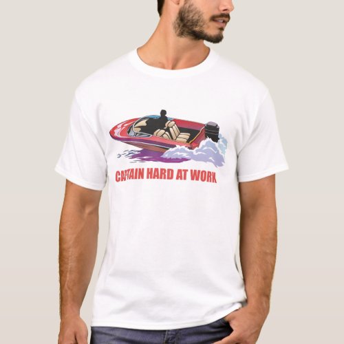 Captain on his boat at high speed water splashing T_Shirt