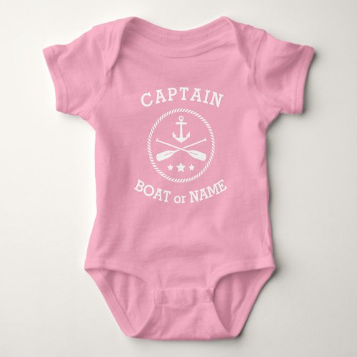 Captain or Boat Name Nautical Anchor oars stars Baby Bodysuit