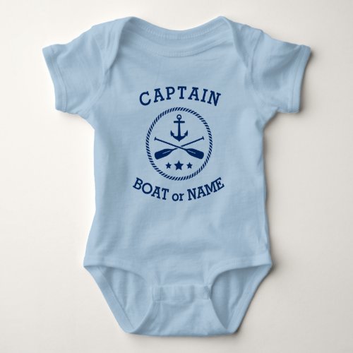 Captain or Boat Name Nautical Anchor oars stars Baby Bodysuit