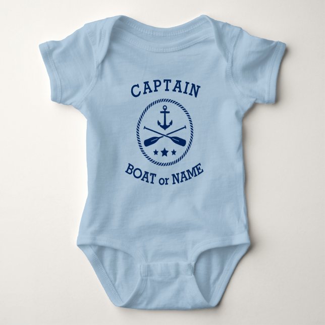 Captain or Boat Name Nautical Anchor oars stars Baby Bodysuit (Front)
