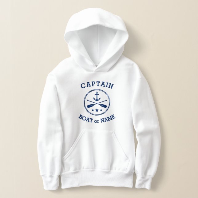 Captain or Boat Name Nautical Anchor oars stars Hoodie (Laydown)