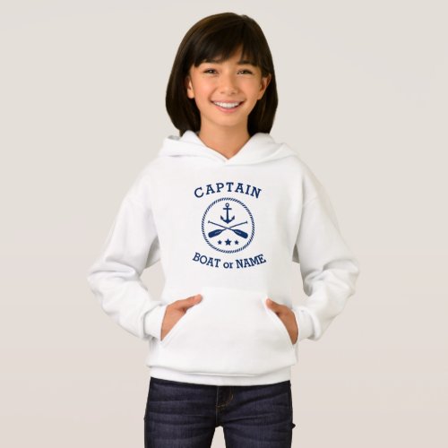 Captain or Boat Name Nautical Anchor oars stars Hoodie