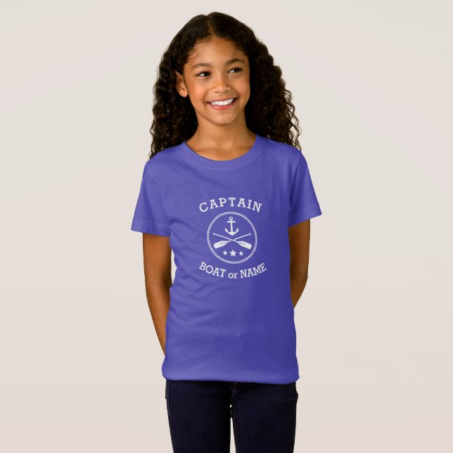 Captain or Boat Name Nautical Anchor oars stars T-Shirt (Front Full)
