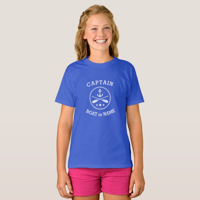 Captain or Boat Name Nautical Anchor oars stars T-Shirt (Front Full)
