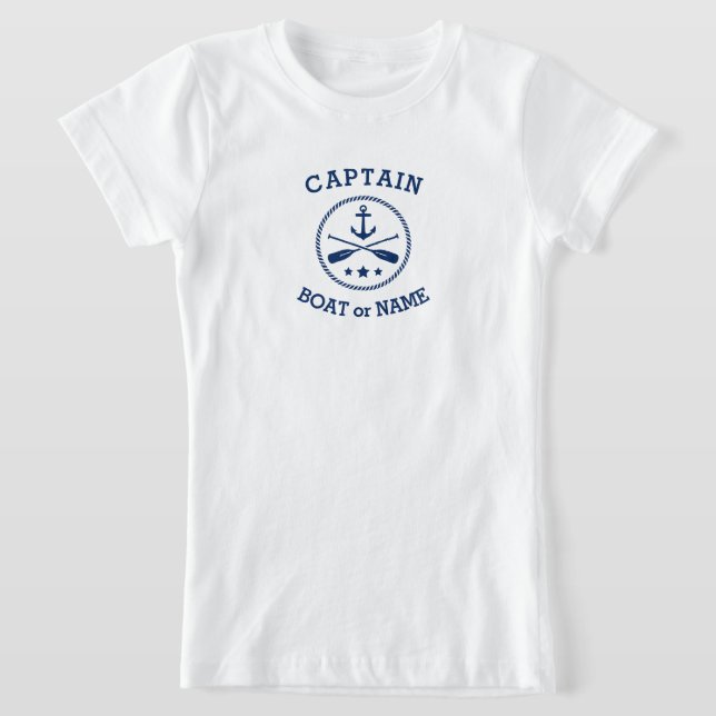 Captain or Boat Name Nautical Anchor oars stars T-Shirt (Laydown)