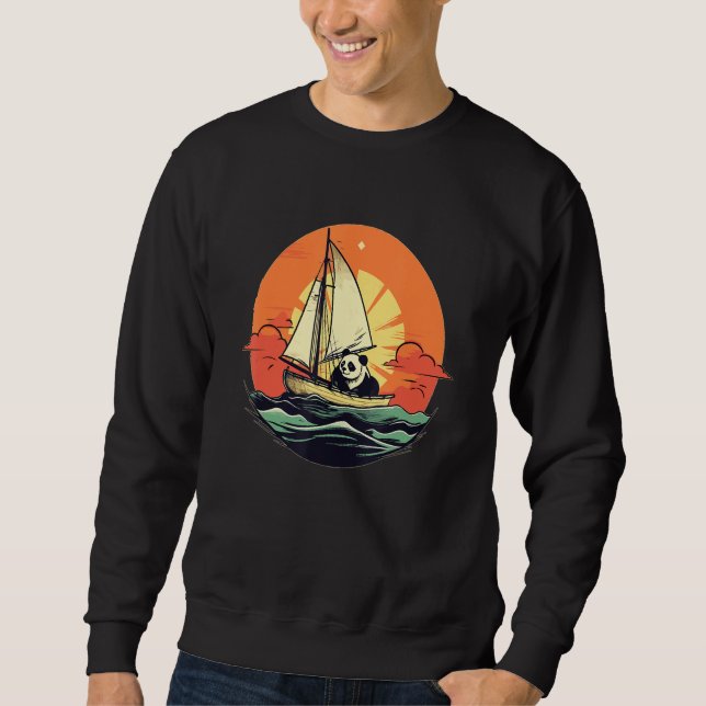 Captain Panda Summer Boat Family Vacation Sweatshirt (Front)