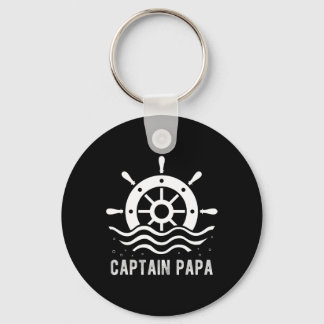 Captain Papa Boating Father's Day Pontoon Captain  Keychain