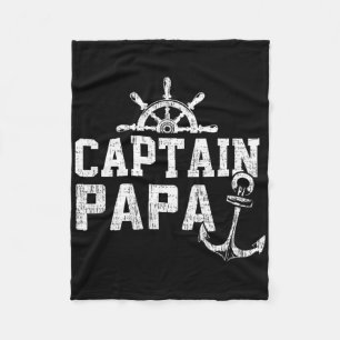 Captain Papa Pontoon Boating Fishing Lake Sailing Fleece Blanket