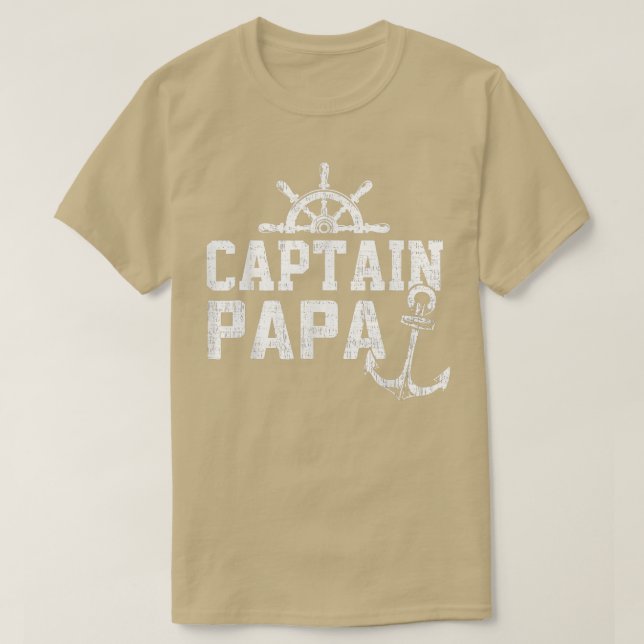 Captain Papa Pontoon Boating Fishing Lake Sailing  T-Shirt (Design Front)
