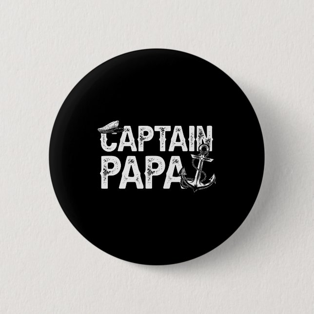Captain Papa Pontoon Lake Sailor Fishing Boating F Button (Front)