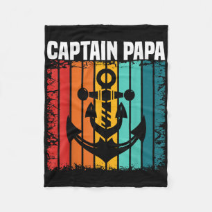Captain Papa Pontoon Lake Sailor Fishing Boating Fleece Blanket