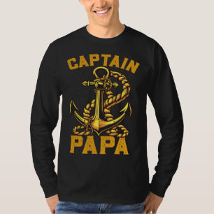 Captain Papa Pontoon Sailing Boat Dad Daddy Father T-Shirt