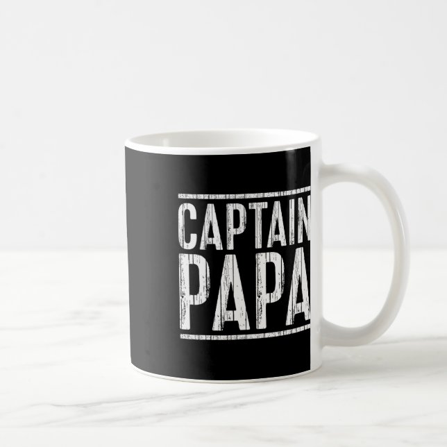Captain Papa Shirt Pontoon Boat Fathers Day Fishin Coffee Mug (Right)
