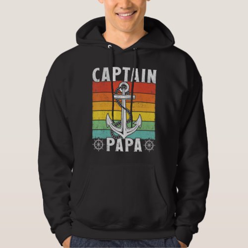 Captain Papa Vintage Retro Anchor Pontoon Boat Boa Hoodie
