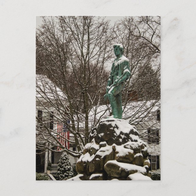 Captain Parker statue at the Lexington Battlegreen Postcard (Front)