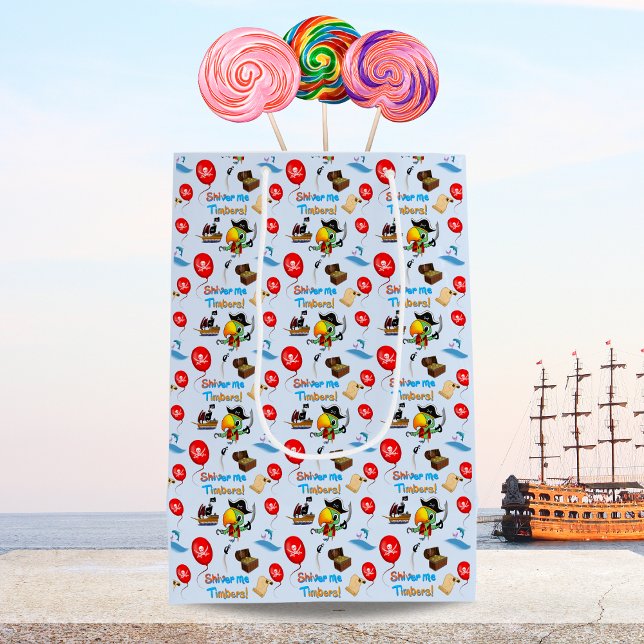 Captain Parrot Treasure Pirate  Medium Gift Bag (Creator Uploaded)