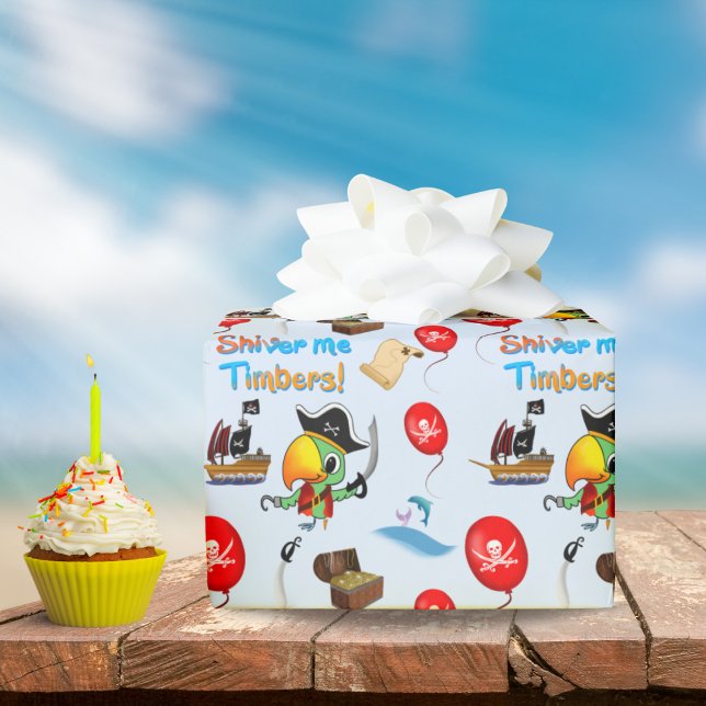 Captain Parrot Treasure Pirate  Wrapping Paper (Creator Uploaded)