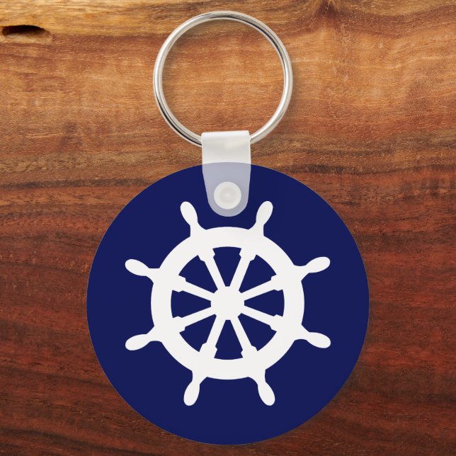 Captain Personalised Ship's Wheel Keyring (Front)