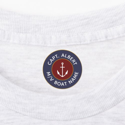 Captain Personalized Anchor Logo Iron On Labels
