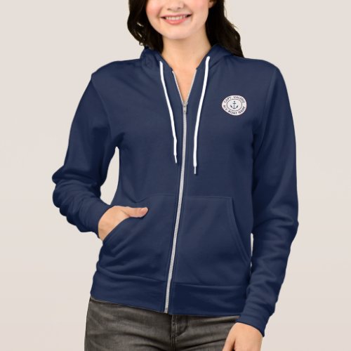 Captain Personalized Blue White Anchor Logo Hoodie