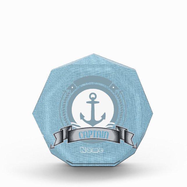 CAPTAIN personalized boat sailing nautical emblem Award (Front)