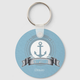 CAPTAIN personalized boat sailing nautical emblem Keychain