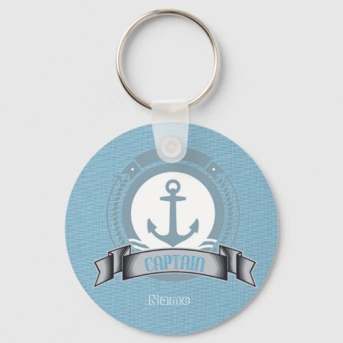 CAPTAIN personalized boat sailing nautical emblem Keychain