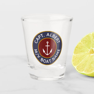 Captain Personalized Maroon Anchor Logo Shot Glass