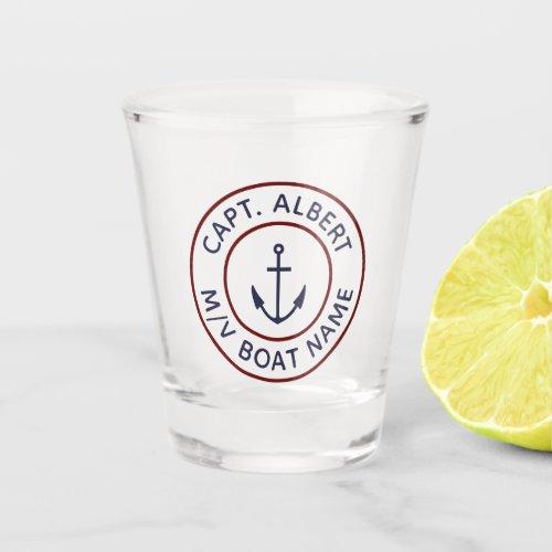 Captain Personalized Navy Anchor Logo Shot Glass