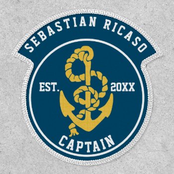Captain Personalized Sailing Anchor Patch by Ricaso_Graphics at Zazzle