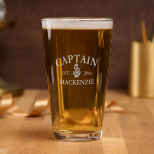 Captain Personalized With Anchor Sailor Pint Glass
