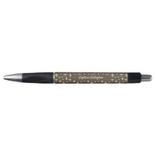 Captain Pilot Brown and Cream Airplane Patterned Pen