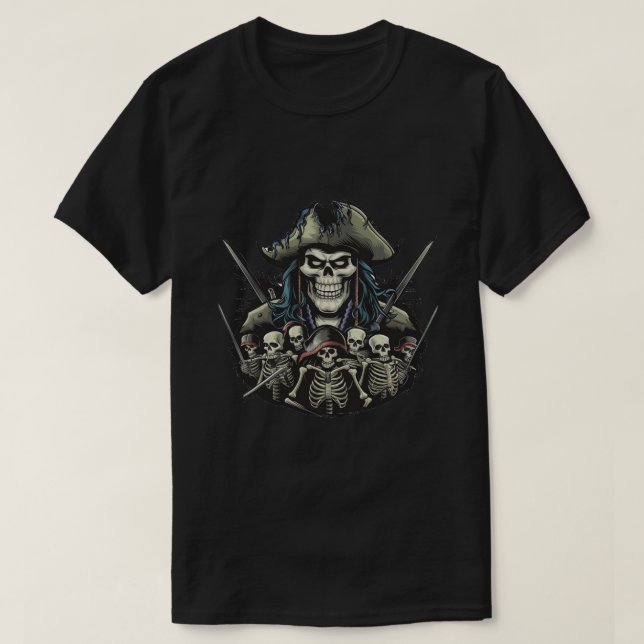 Captain Pirate and his skeleton crew T-Shirt (Design Front)