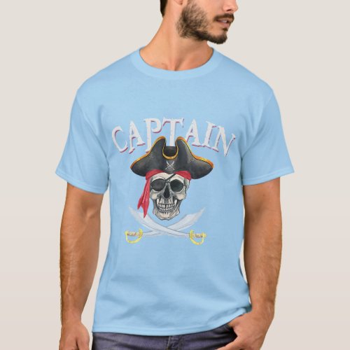 Captain Pirate Hat Skull Nautical Sailing T_Shirt