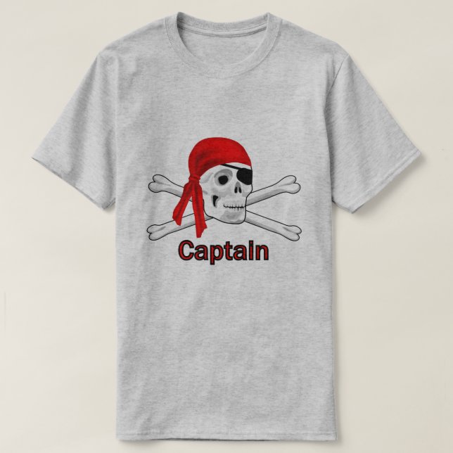 Captain Pirate Skull and Crossbones Mens BG T-Shirt (Design Front)