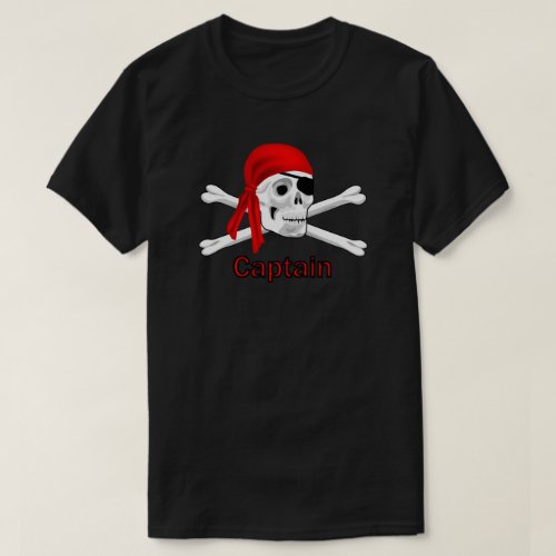 Captain Pirate Skull  Crossbones Mens T_shirt Blk