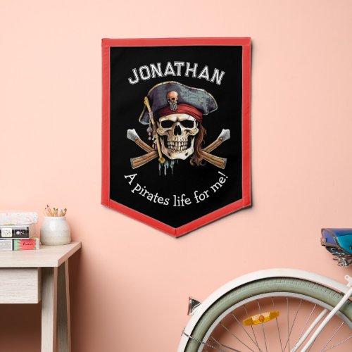 Captain Pirate Skull Personalized  Pennant