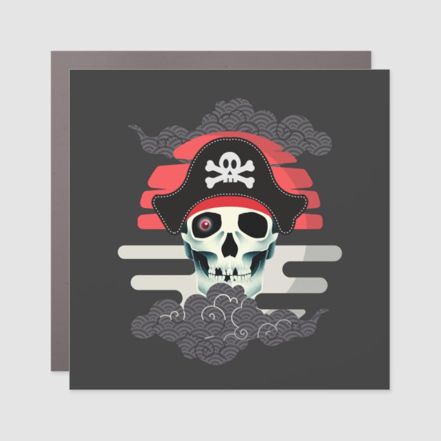 Captain Pirate Skull Scary Halloween  Car Magnet (Front)
