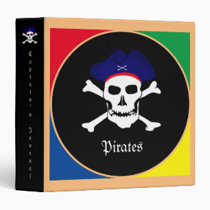 Captain & Pirates Flag - Treasure Island /kids 3 Ring Binder