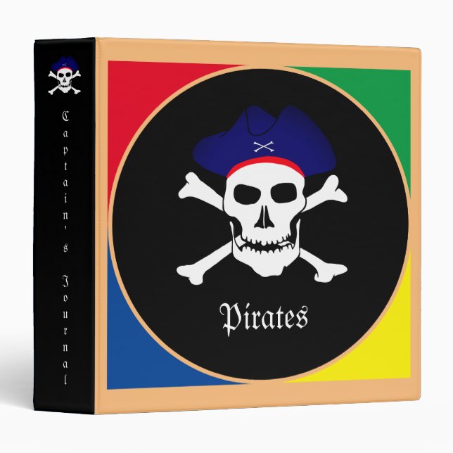 Captain & Pirates Flag - Treasure Island /kids 3 Ring Binder (Front/Spine)