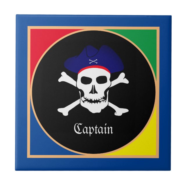 Captain & Pirates Flag - Treasure Island /kids Ceramic Tile (Front)