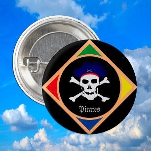 Captain & Pirates Flag - Treasure Island /party Button