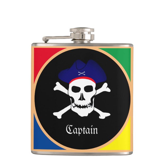 Captain & Pirates Flag - Treasure Island /party Flask (Front)