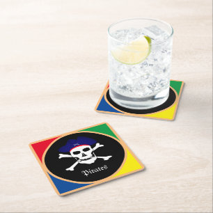 Captain & Pirates Flag - Treasure Island /party Square Paper Coaster