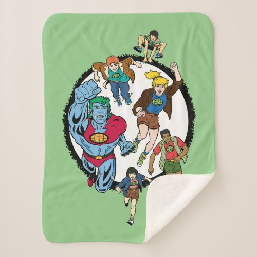 Captain Planet and the Planeteers Circle Graphic Sherpa Blanket
