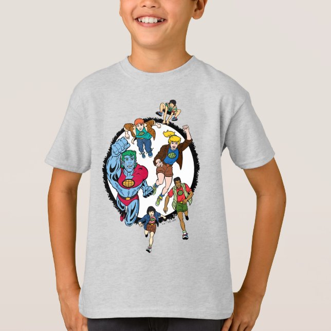 Captain Planet and the Planeteers Circle Graphic T-Shirt (Front)